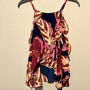 Mossimo Womens Tank Top Blue Pink Crossover Back. Sz Medium